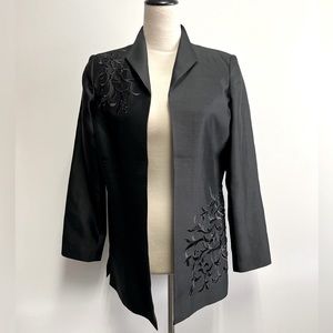 Silk Vintage Embroidered Black Blazer Women’s Size Small